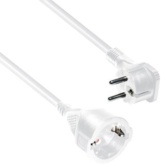 MaxTrack CEE 7/7 (plat/haaks) - CEE 7/3 (recht) stroom verlengkabel - 3x 1,50mm / wit - 10 meter