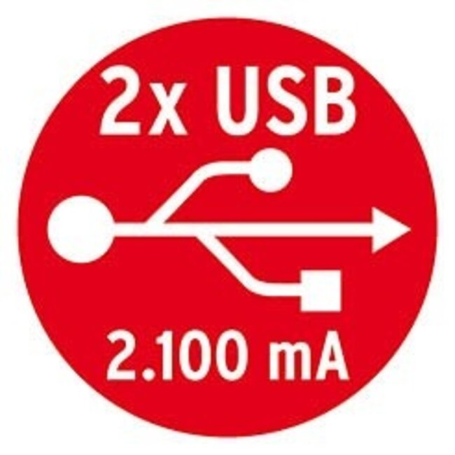 Brennenstuhl Desktop-Power stekkerdoos met 2 contacten en 2x USB / zwart - 1,8 meter