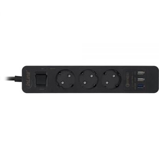 InLine InLine stekkerdoos met 3 contacten en 3x USB - Quick Charge 3.0 / zwart - 1,5 meter