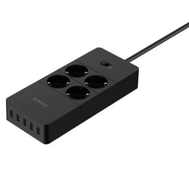 Orico stekkerdoos met 4 contacten en 5x USB / zwart - 1,5 meter