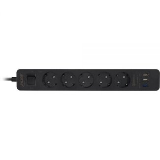 InLine InLine stekkerdoos met 5 contacten en 3x USB - Quick Charge 3.0 / zwart - 1,5 meter