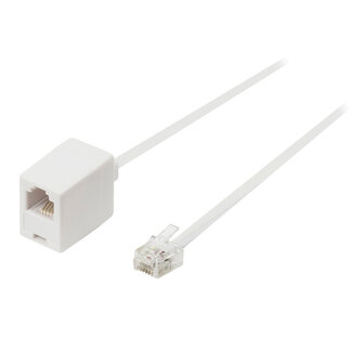 Nedis RJ11 - RJ11 telefoon verlengkabel / wit - 5 meter