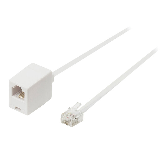 RJ11 - RJ11 telefoon verlengkabel / wit - 5 meter