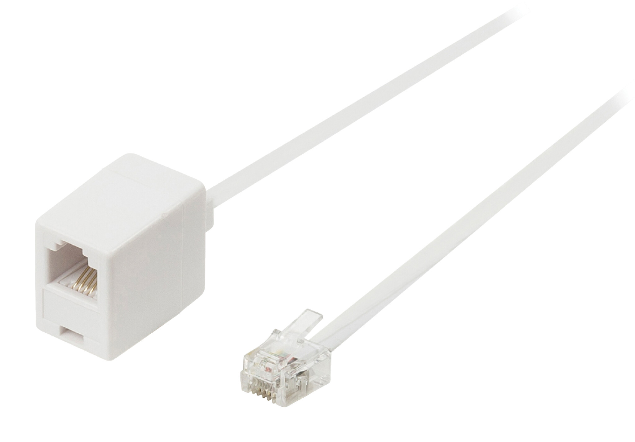 Telecomverlengkabel | RJ11 Male | RJ11 Female | 10.0 m | Kabel design: Plat | Connectorplating: Goud