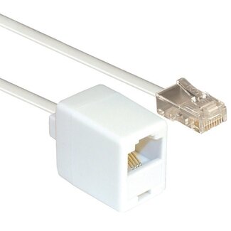 Transmedia RJ45 - RJ45 4-aderige ISDN telefoon verlengkabel / wit - 15 meter