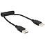 USB naar USB spiraalkabel - USB2.0 - tot 2A / zwart - 0,60 meter