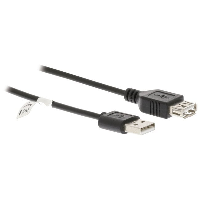 USB naar USB verlengkabel - USB2.0 - tot 2A / zwart - 0,20 meter