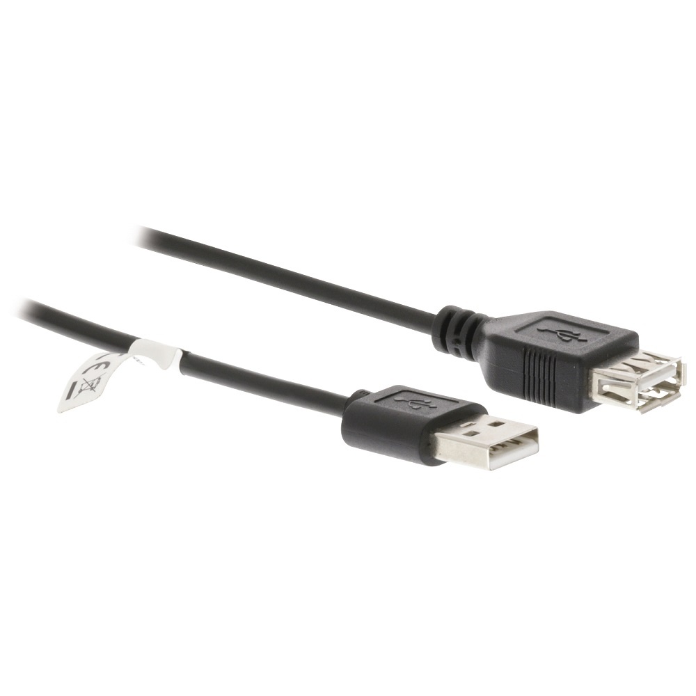 USB-Kabel | USB 2.0 | USB-A Male | USB-A Female | 480 Mbps | Vernikkeld | 3.00 m | Rond | PVC | Zwar