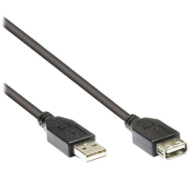 USB-A naar USB-A verlengkabel - USB2.0 - tot 3A / zwart - 0,50 meter
