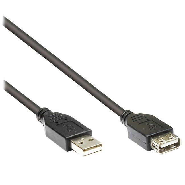 USB-A naar USB-A verlengkabel - USB2.0 - tot 3A / zwart - 1,8 meter