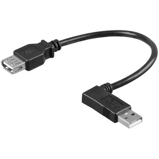 Goobay USB naar USB adapter / haaks naar links - USB2.0 - tot 2A / zwart - 0,15 meter