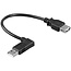 USB naar USB adapter / haaks naar rechts - USB2.0 - tot 2A / zwart - 0,15 meter