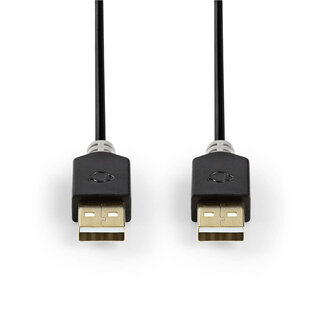 Nedis Nedis USB naar USB kabel - USB2.0 - tot 2A / zwart - 2 meter