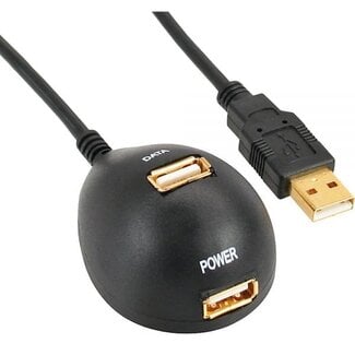 InLine Premium USB naar 2x USB docking kabel - USB2.0 - tot 1A / zwart - 3 meter