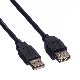 Roline USB-A naar USB-A verlengkabel - USB2.0 - UL gecertificeerd - tot 2A / zwart - 0,80 meter