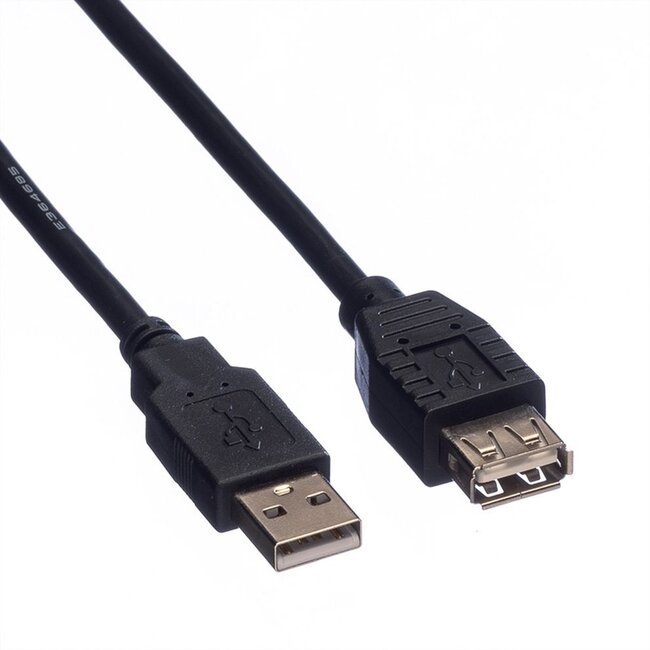 USB-A naar USB-A verlengkabel - USB2.0 - UL gecertificeerd - tot 2A / zwart - 1,8 meter