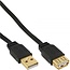USB naar USB platte verlengkabel - USB2.0 - tot 2A / zwart - 0,50 meter
