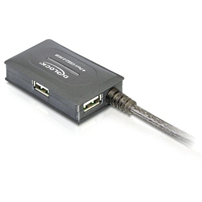 DeLOCK actieve USB naar 4x USB verlengkabel met hub - USB2.0 - tot 0,5A - 10 meter