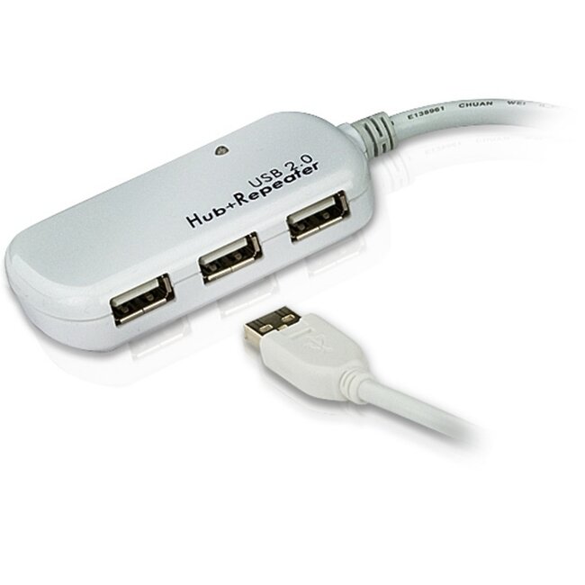 Aten UE2120H actieve USB naar 4x USB verlengkabel met hub - USB2.0 - tot 0,5A - 12 meter