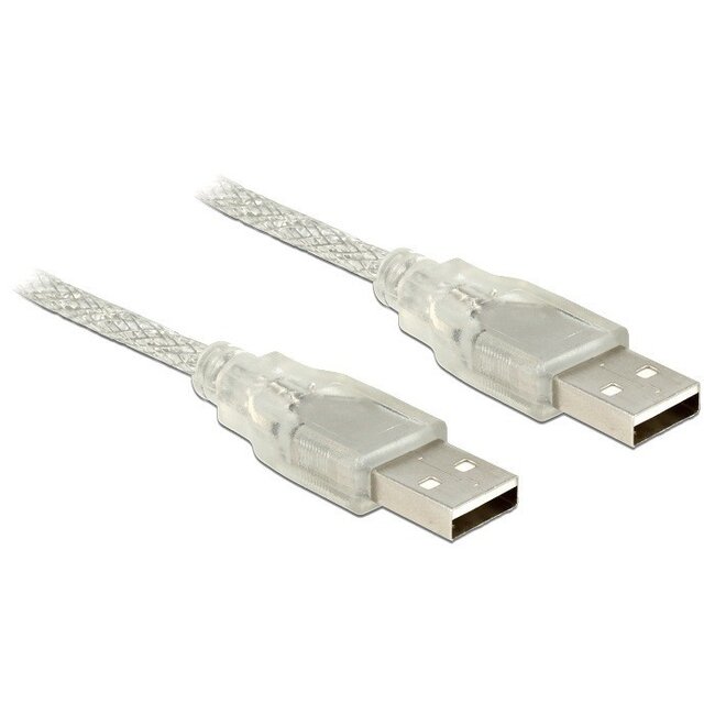 USB-A naar USB-A kabel - USB2.0 - tot 2A / transparant - 3 meter