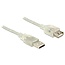 USB-A naar USB-A verlengkabel - USB2.0 - tot 2A / transparant - 0,30 meter