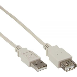 InLine USB naar USB verlengkabel - USB2.0 - tot 2A / beige - 1 meter