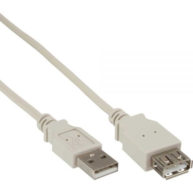 USB naar USB verlengkabel - USB2.0 - tot 1A / beige - 5 meter