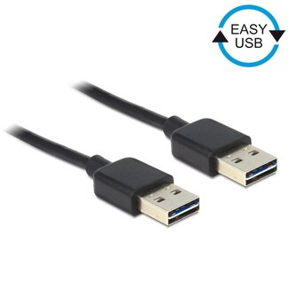 DeLOCK Easy-USB-A naar Easy-USB-A kabel - USB2.0 - tot 2A / zwart - 1 meter