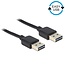 Easy-USB-A naar Easy-USB-A kabel - USB2.0 - tot 2A / zwart - 2 meter