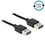 Easy-USB-A naar Easy-USB-A kabel - USB2.0 - tot 2A / zwart - 5 meter