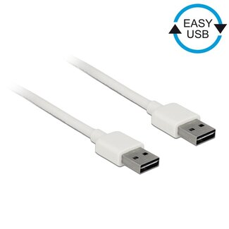 DeLOCK Easy-USB-A naar Easy-USB-A kabel - USB2.0 - tot 2A / wit - 0,50 meter