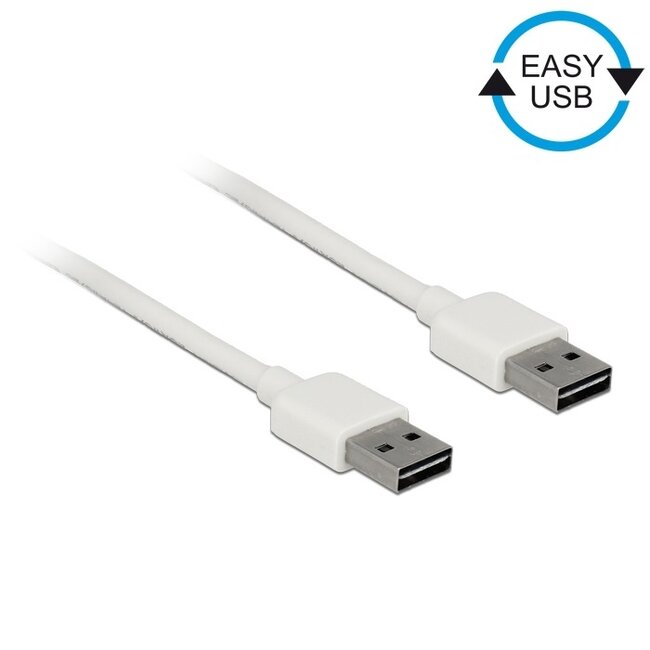 Easy-USB-A naar Easy-USB-A kabel - USB2.0 - tot 2A / wit - 2 meter