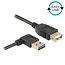 Easy-USB-A haaks (links/rechts) naar USB-A verlengkabel - USB2.0 - tot 2A / zwart - 2 meter