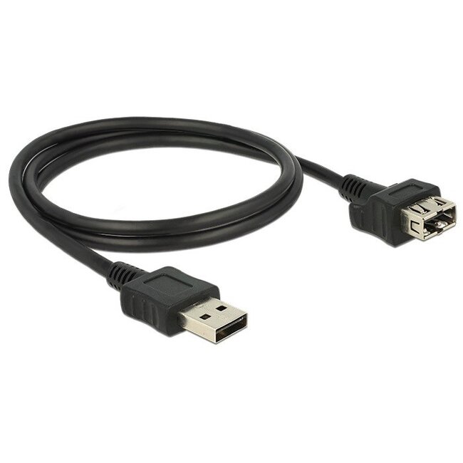 Easy-USB naar Easy-USB vormbare verlengkabel - USB2.0 - tot 0,5A / zwart - 1 meter