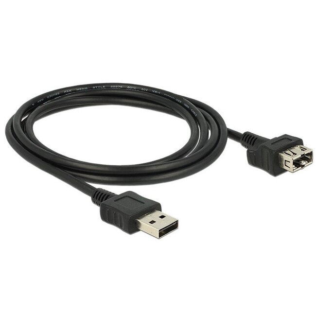 Easy-USB naar Easy-USB vormbare verlengkabel - USB2.0 - tot 0,5A / zwart - 2 meter