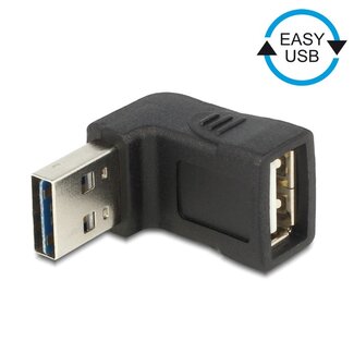 DeLOCK Easy-USB-A naar USB-A adapter / haaks naar boven/beneden - USB2.0 / zwart