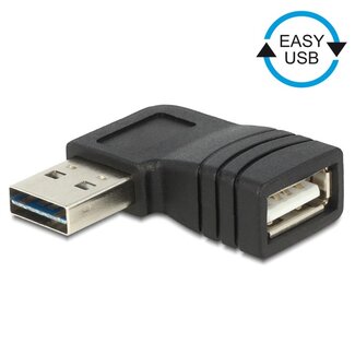 DeLOCK Easy-USB-A naar USB-A adapter / haaks naar links/rechts - USB2.0 / zwart