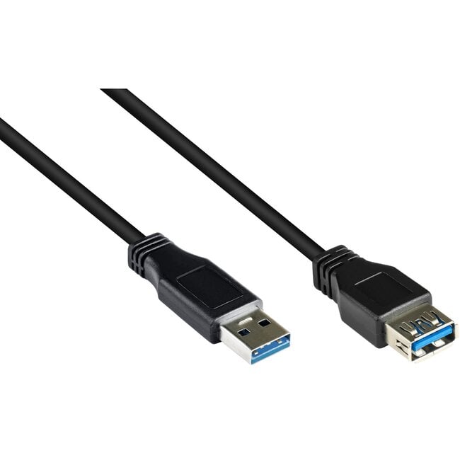 USB naar USB verlengkabel - USB3.0 - tot 0,9A / zwart - 1 meter