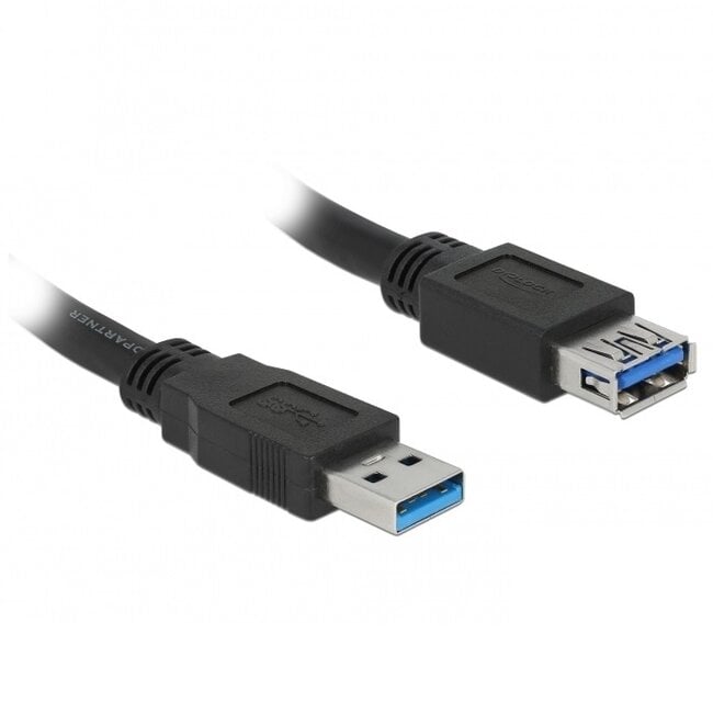 USB naar USB verlengkabel - USB3.0 - tot 2A / zwart - 2 meter