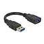 USB naar USB (volledig bedekt) verlengkabel - USB3.0 - tot 2A / zwart - 0,15 meter