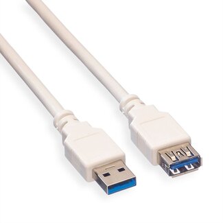 Value USB naar USB verlengkabel - USB3.0 - tot 0,9A / wit - 0,80 meter