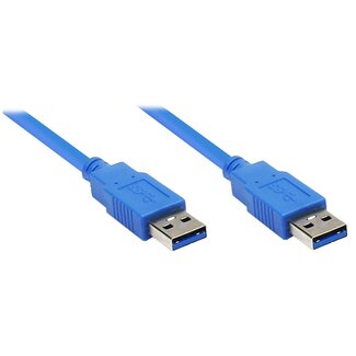 Transmedia USB naar USB kabel - USB3.0 - tot 0,9A / blauw - 3 meter