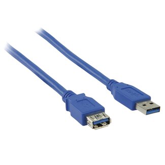 S-Impuls USB naar USB verlengkabel - USB3.0 - tot 2A / blauw - 1,8 meter
