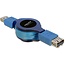 USB naar USB uittrekbare verlengkabel - USB3.0 - tot 0,9A / blauw - 1 meter