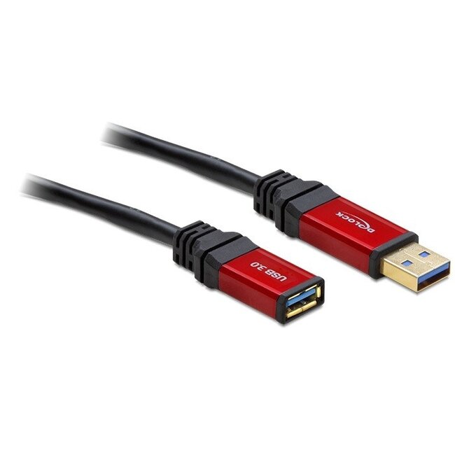 DeLOCK USB naar USB verlengkabel - USB3.0 - tot 2A / zwart - 1 meter