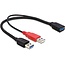 USB naar USB Y-adapter - USB3.0 - tot 2A / zwart - 0,30 meter