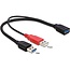 USB naar USB Y-adapter - USB3.0 - tot 2A / zwart - 0,30 meter