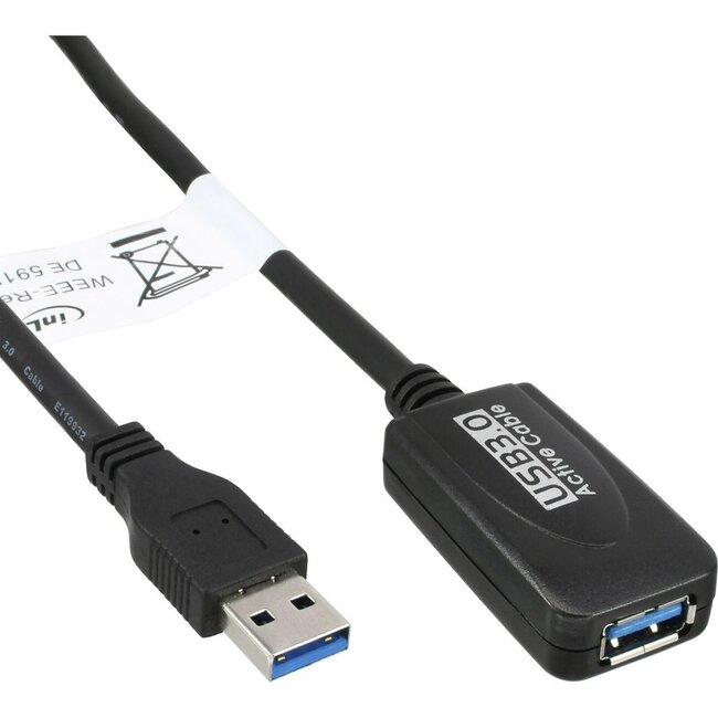 InLine actieve USB naar USB verlengkabel - USB3.0 - tot 0,9A - 5 meter