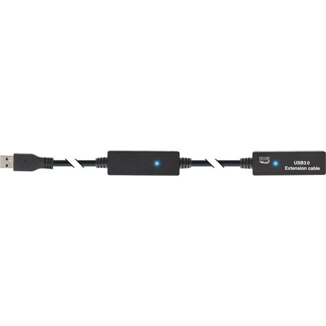 InLine actieve USB naar USB verlengkabel - externe voedingsadapter - USB3.0 - tot 0,9A - 10 meter