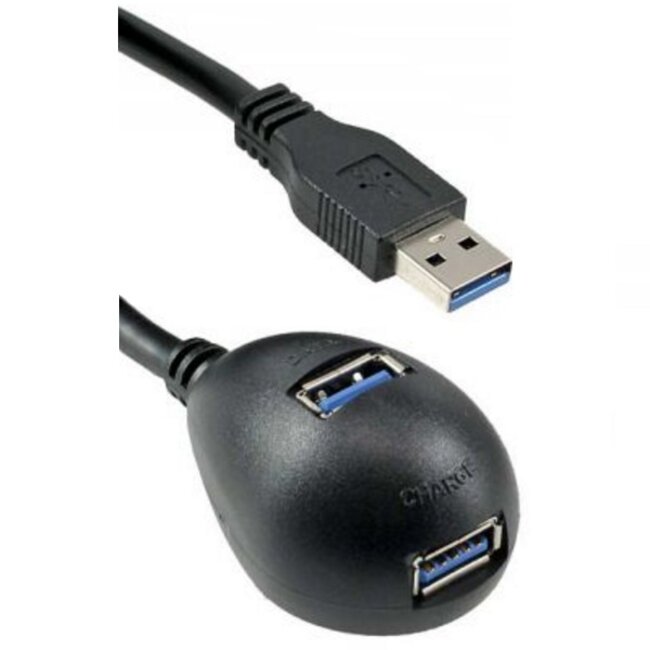USB naar 2x USB docking kabel - USB3.0 - tot 0,9A / zwart - 1 meter